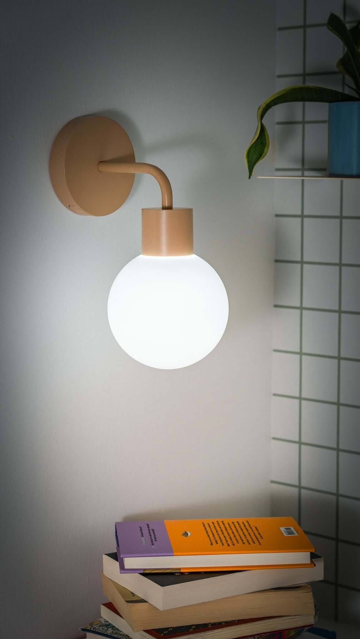 FOTO DE PRUEBA - Aplique con luz cálida y libros